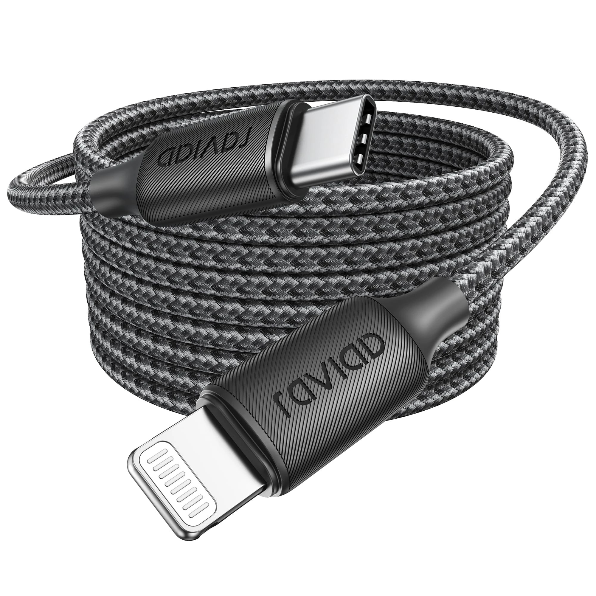 RAVIAD USB C to Lightning Cable 3M [MFi Certified] iPhone Fast Charger Cable Power Delivery Nylon USB-C Charging Cord for iPhone 14/13/12/12 PRO Max/12 Mini/11/11PRO/XS/Max/XR/X/8/8Plus/iPad -Black