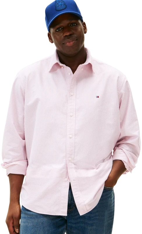 Tommy Hilfiger Men BT - Heritage OXF STP RF Shirt MW0MW43024 L/S Shirt, RED, XXL_Plus