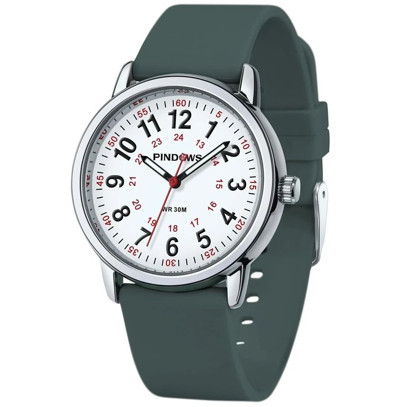 PINDOWS Watches for Women, Analog Quartz Ladies Watches for Students Women and Men, 30M Waterproof Military Time Luminous Easy-Read Dial