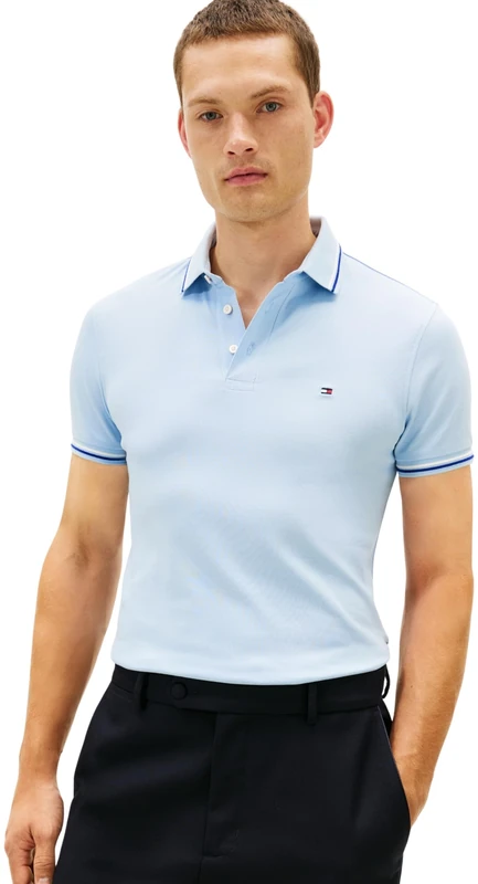 Tommy Hilfiger Men Tipped Slim FIT Seasonal Polo MW0MW39993 S/S Polo, Blue, S