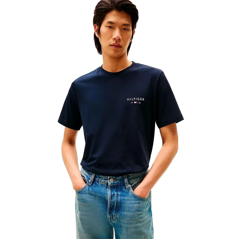 Tommy Hilfiger Men Brand Love Small Hilfiger TEE MW0MW41456 S/S T-Shirt, Blue, XS
