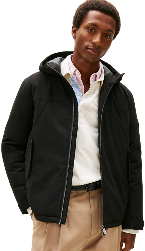 Tommy Hilfiger Men TECH HOODED SHORT PADDED JKT MW0MW42823 Other Jackets, BLACK, XXL