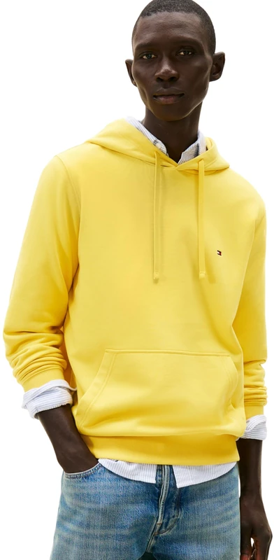 Tommy Hilfiger Men ESSENTIAL TERRY HOODY MW0MW37235 Pullover Hoodie, YELLOW, M
