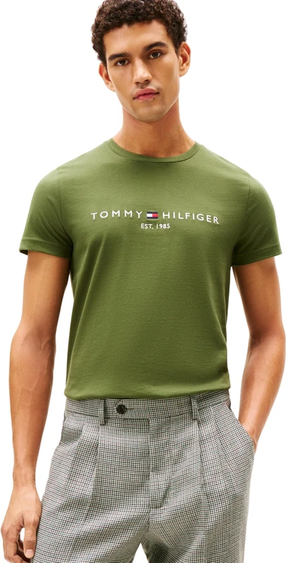 Tommy Hilfiger Men Tommy Logo TEE MW0MW11797 S/S T-Shirt, Green, L