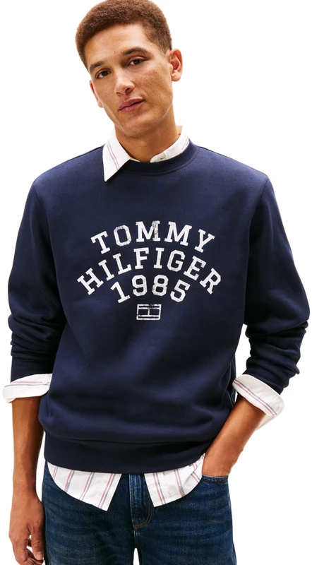 Tommy Hilfiger Men HILFIGER ARCH SWEATSHIRT MW0MW41426 Pullover Sweatshirt, BLUE, XL