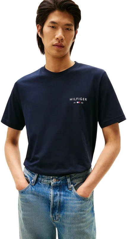 Tommy Hilfiger Men Brand Love Small Hilfiger TEE MW0MW41456 S/S T-Shirt, Blue, XL