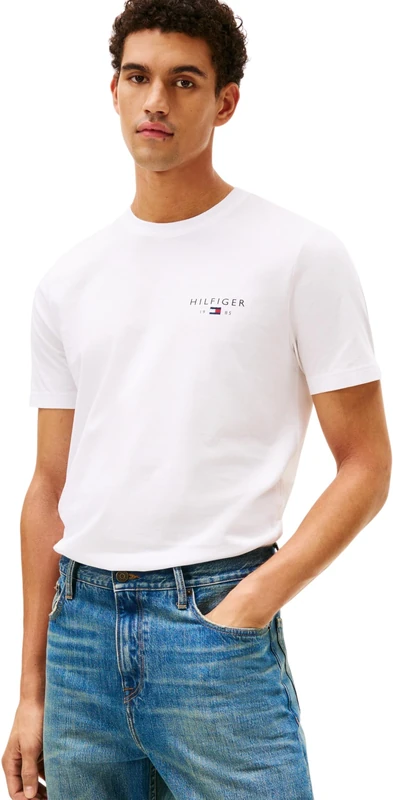Tommy Hilfiger Men Brand Love Small Hilfiger TEE MW0MW41456 S/S T-Shirt, White, XL