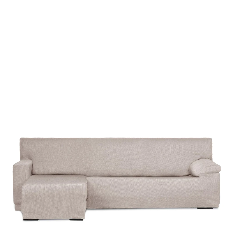Eysa Light Sofa Cover for Chaise Longue with Short Arm Left Side Front View Linen Colour