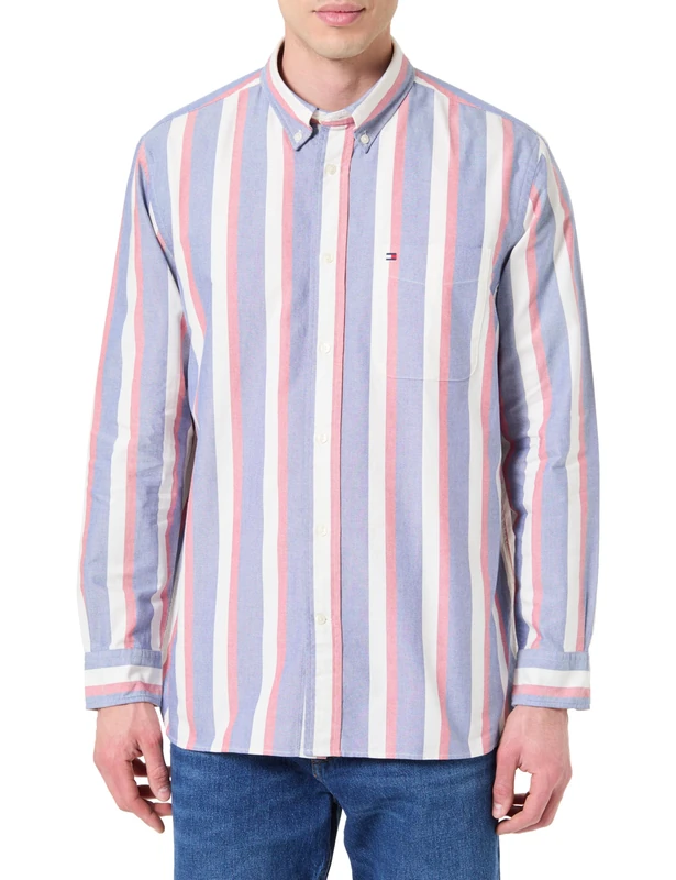 Tommy Hilfiger Men Heritage Oxford ICON STP Shirt MW0MW41695 L/S Shirt, Blue, L
