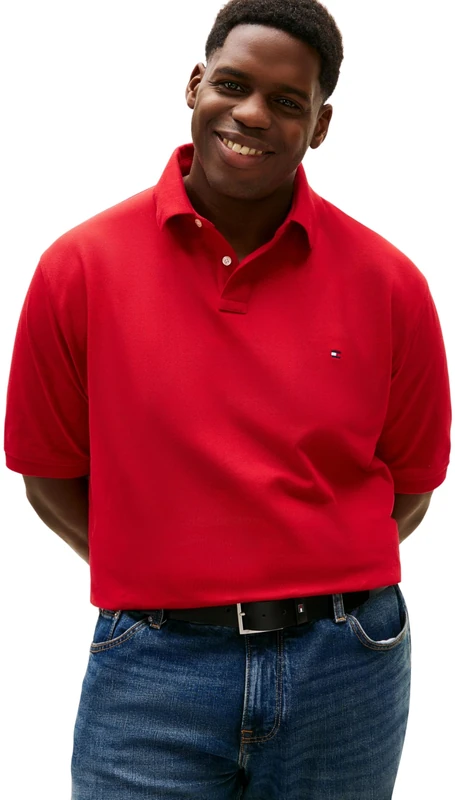 Tommy Hilfiger Men BT -1985 Regular Polo -B MW0MW43017 S/S Polo, RED, 5XL_Plus