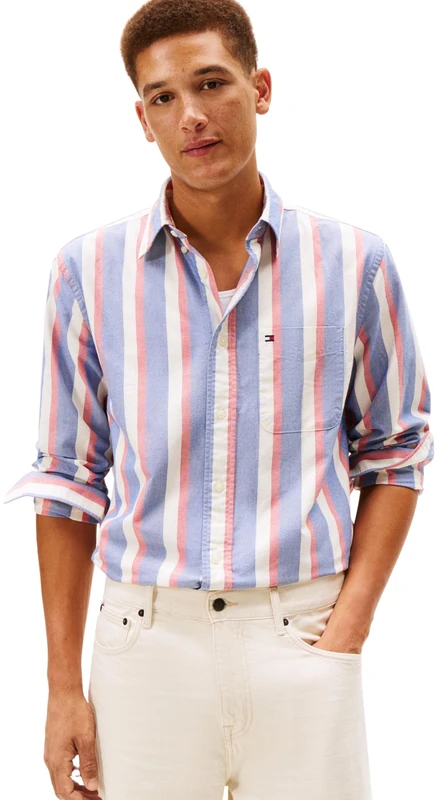 Tommy Hilfiger Men Heritage Oxford ICON STP Shirt MW0MW41695 L/S Shirt, Blue, XXL
