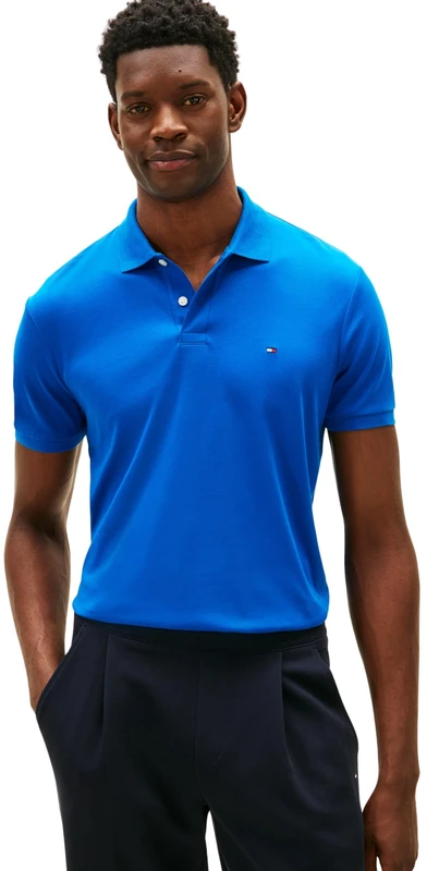 Tommy Hilfiger Men Liquid Cotton REG Seasonal Polo MW0MW39994 S/S Polo, Blue, L