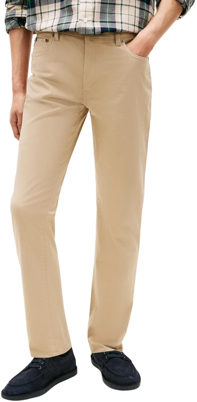 Tommy Hilfiger Men Denton 5PKT Sateen MW0MW42005 5 Pocket Pants, Beige, 38W / 32L