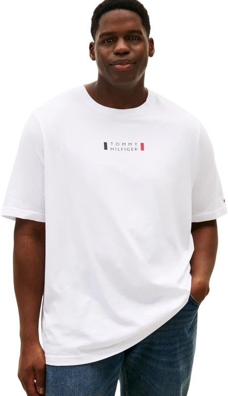 Tommy Hilfiger Men BT-Brand Love Small Center TEE-B MW0MW43007 S/S T-Shirt, White, XXL_Plus