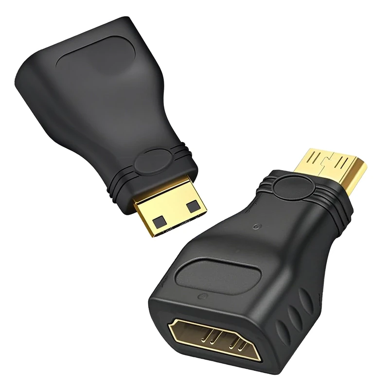 SHUXIA 2PCS Mini HD-MI to HD-MI-Adapter,Hd-miMale to FemaleAdapter,Mini HD-MI Adapter,HD-MI MiniAdapter Compatible with Laptop,HDTV,PC,Monitor,PS,Xbox,DVD(black)