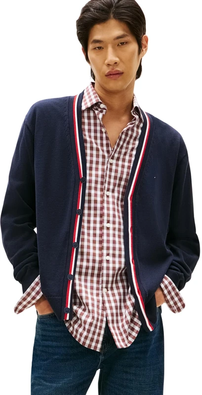 Tommy Hilfiger Men RWB Cardigan MW0MW41544 Cardigan Sweater, Blue, XXL