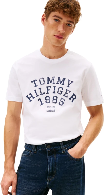 Tommy Hilfiger Men Hilfiger Arch TEE MW0MW41470 S/S T-Shirt, White, L