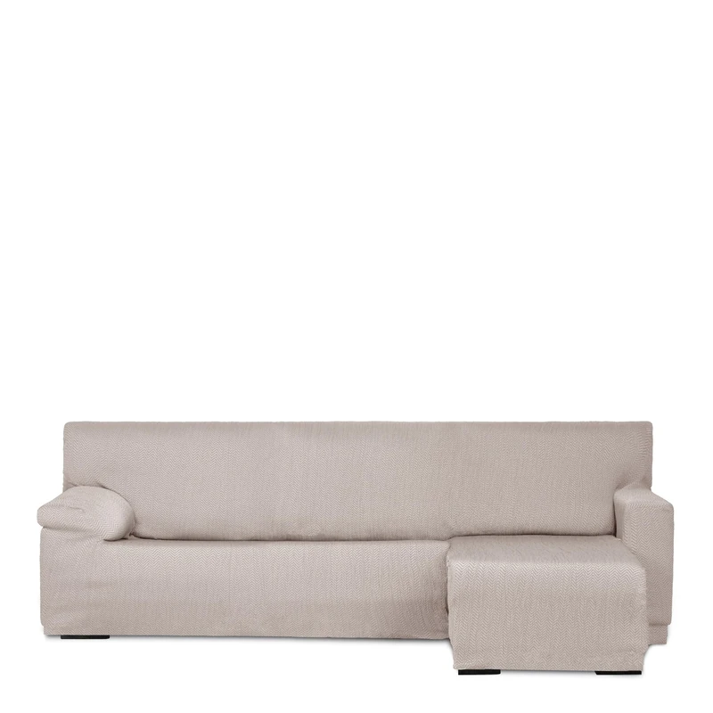 Eysa Light Sofa Cover for Chaise Longue Mini with Short Arm Right Side Front View Linen Colour
