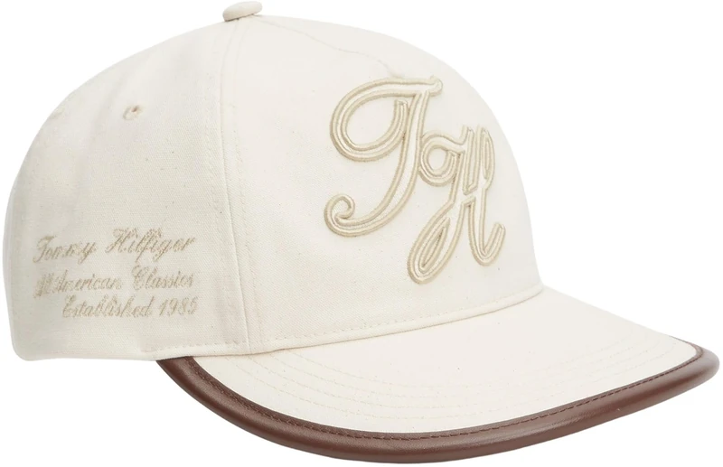 Tommy Hilfiger Men's TH Script Elevated 5 Panel Cap AM0AM14032 Cap, Beige, One Size - Image 1