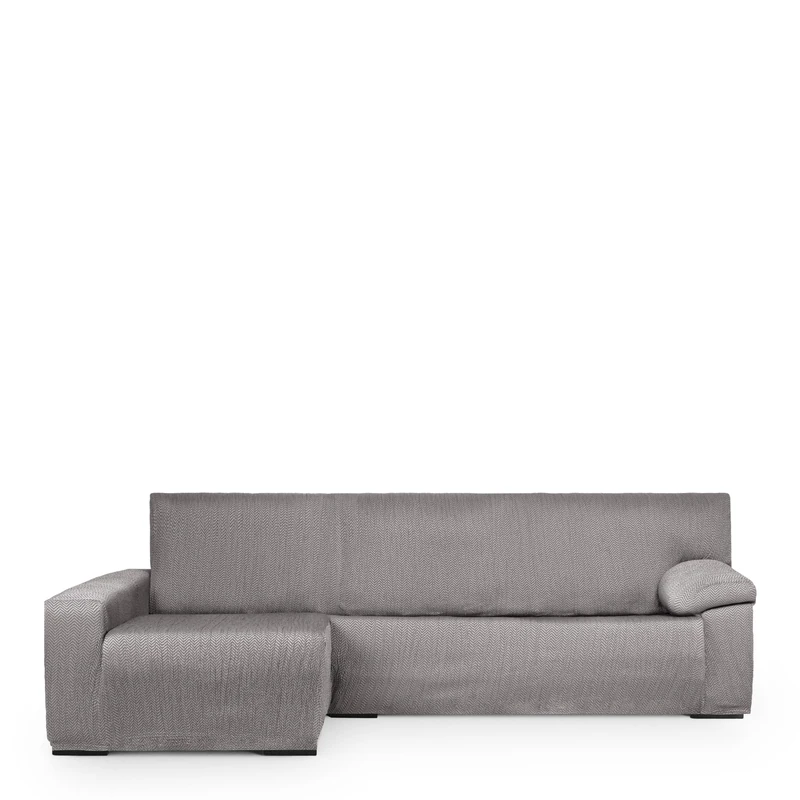 Eysa Light Sofa Cover for Chaise Longue Mini with Long Arm Left Side Front View Grey