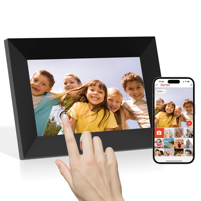 Frameo 7 Inch WiFi Digital Photo Frame, 16GB Storage Touch Screen Smart Cloud Photo Frame, Easy Setup to Share Photos or Videos via Frameo APP, Auto-Rotate