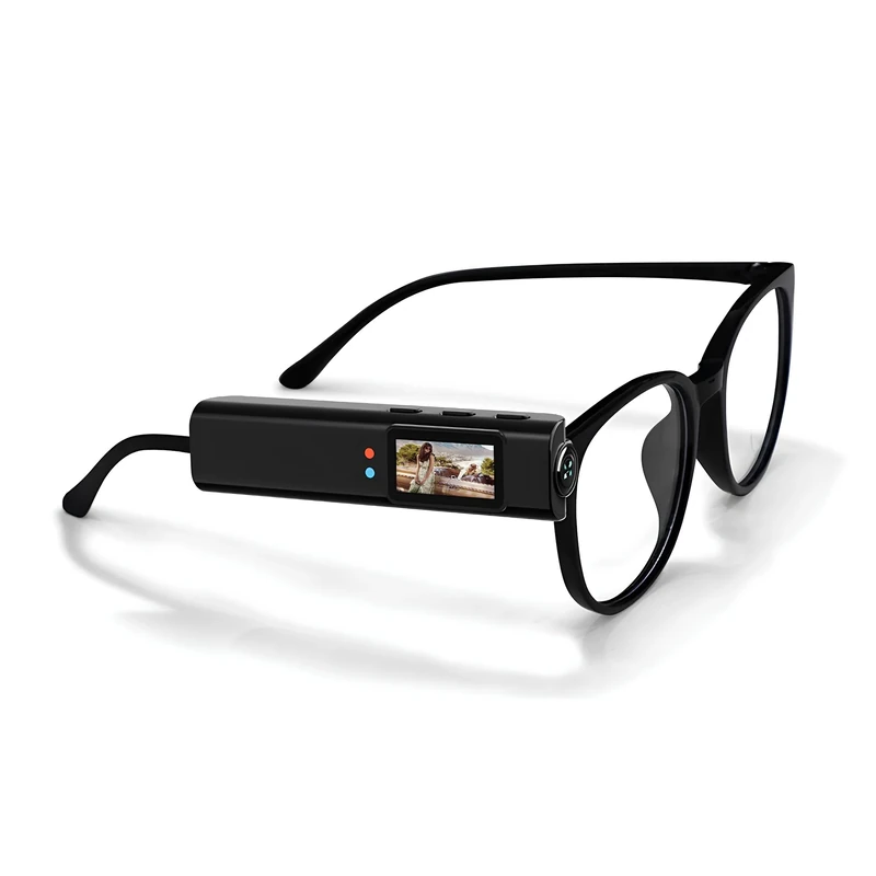 Pufei Smart Camera Glasses 2.7K HD Recording - WiFi Enabled h-idden Video Glasses with 0.96" IPS Screen | Sports DV for Driving, Hiking, Meetings | 60-Min Battery & Voice Control（Mit 128GB Card）