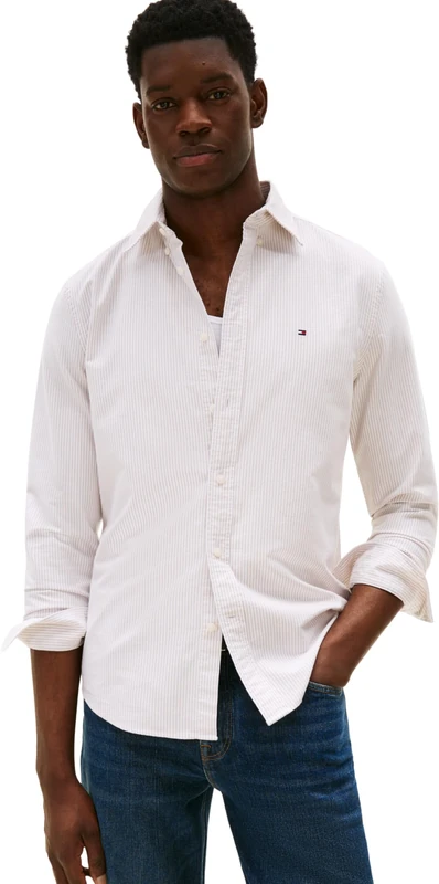 Tommy Hilfiger Men Heritage Oxford Stripe Shirt - Brown, M