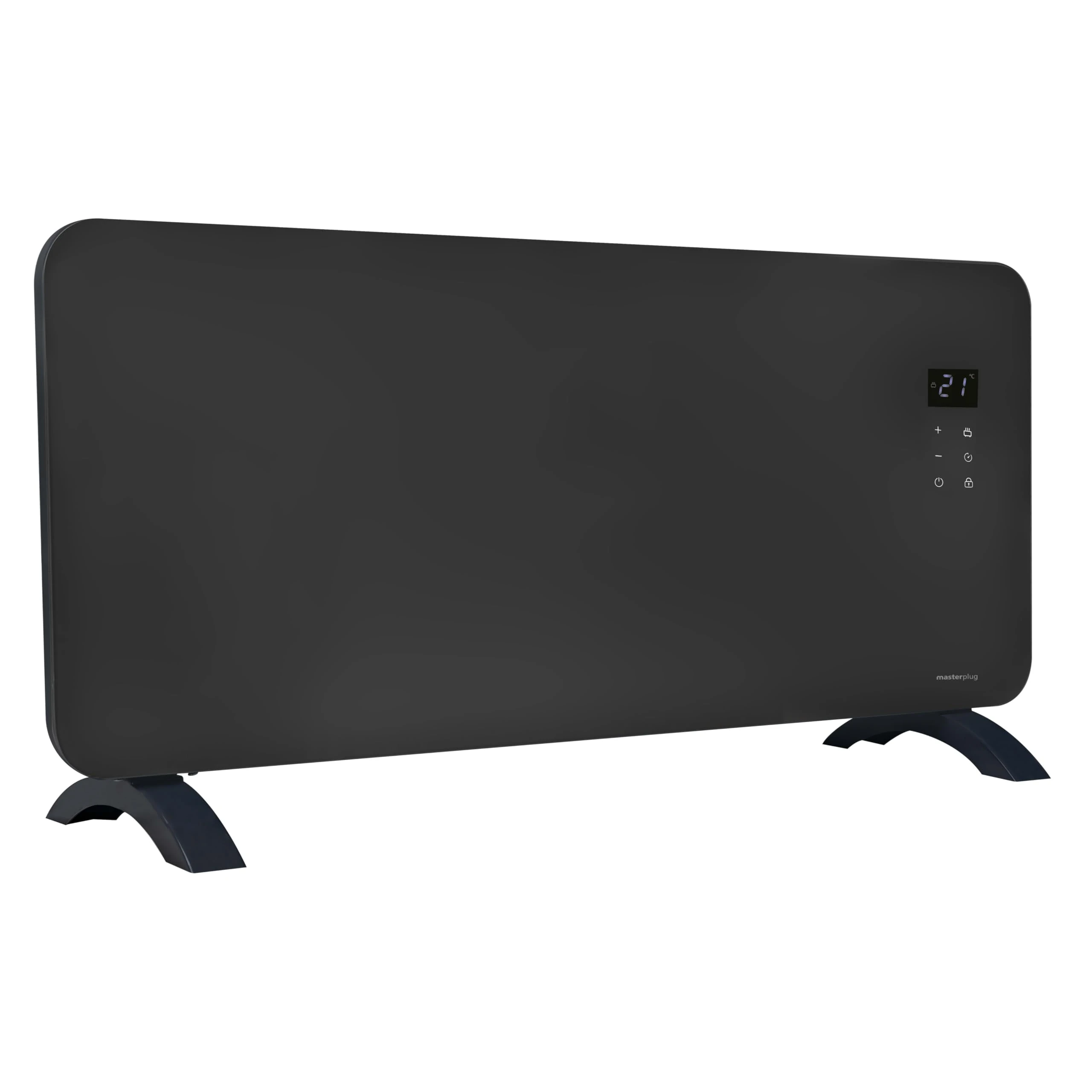 Masterplug SmartEnergy Monitoring Glass Panel Heater with Two Power Modes, Adjustable Thermostat, LED Display and Power Indicator, Auraline, Slate Grey, 2000W, FANGP200GUK