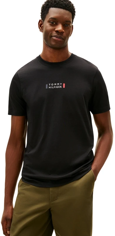 Tommy Hilfiger Men Brand Love Small Center TEE MW0MW41453 S/S T-Shirt, Black, XL