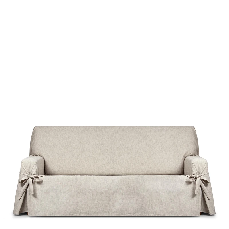 Eysa Genna Sofa Cover with Ties, Stain Resistant, 2 Seater Linen Colour