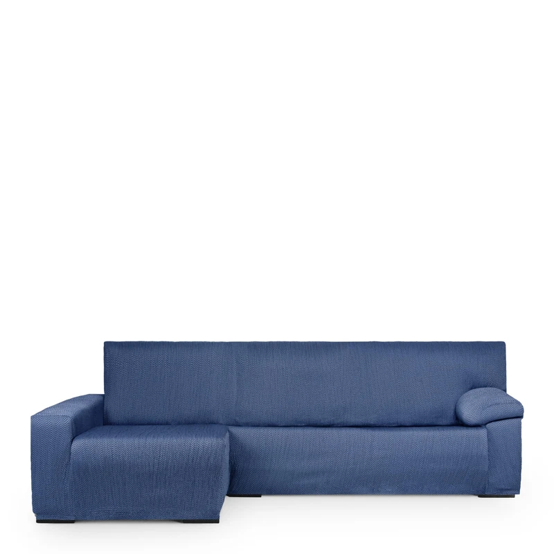Eysa Light Sofa Cover for Chaise Longue with Long Arm Left Side Front View Blue
