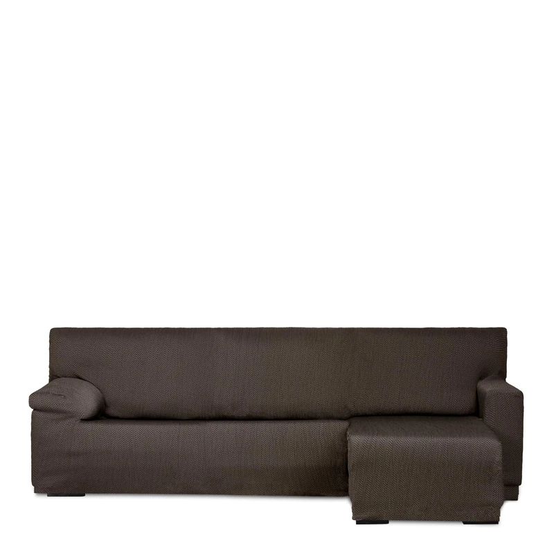 Eysa Light Sofa Cover for Chaise Longue with Short Arm Right Side Front View Brown