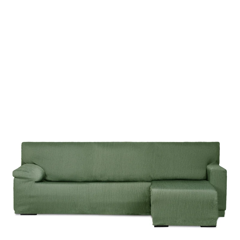 Eysa Light Sofa Cover for Chaise Longue with Short Arm Right Side Front View Green