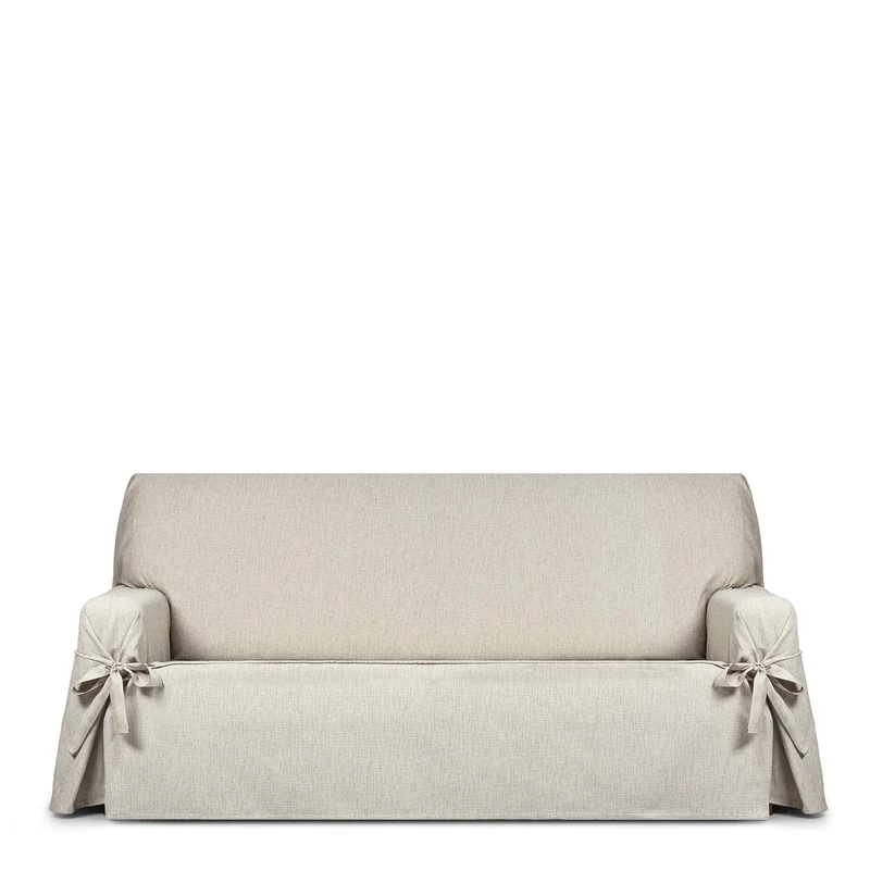 Eysa Genna Sofa Cover with Ties, Anti-Stain 2 Seater Ecru