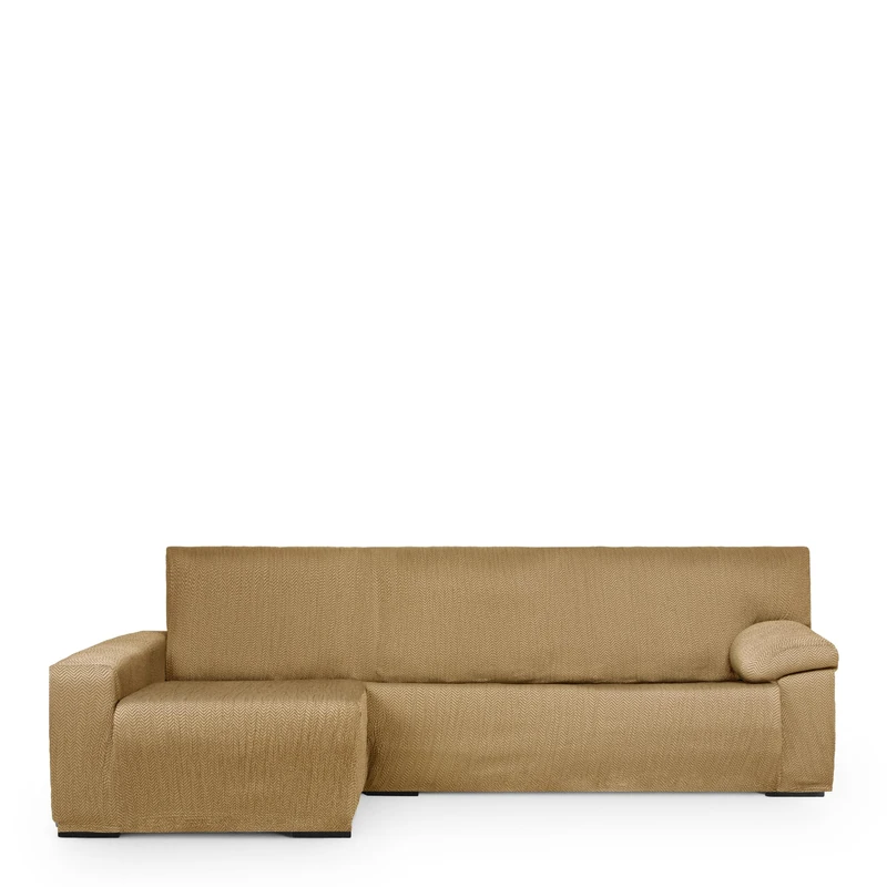 Eysa Light Sofa Cover for Chaise Longue Mini with Long Arm Left Side Front View Mustard Colour
