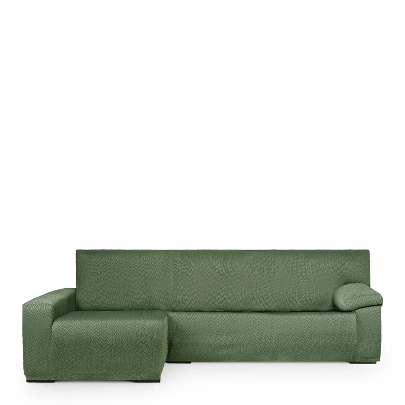 Eysa Light Sofa Cover for Chaise Longue Mini with Long Arm Left Side Front View Green