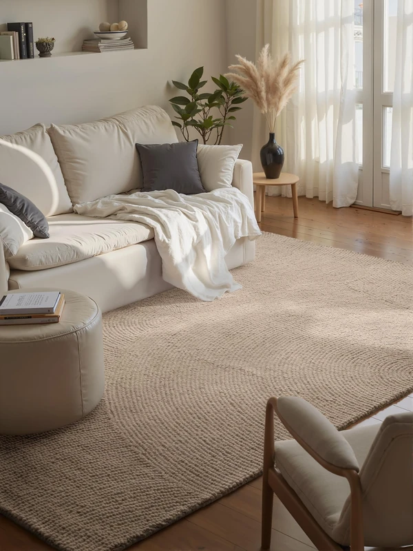 Hanse Home Eleni Wool Rug, Natural Living Room Rug, Hand Tufted, Hygge Skandi, Boho Rug Wool for Living Room, Bedroom, Dining Room, Hallway, Light Beige, 120 x 180 cm
