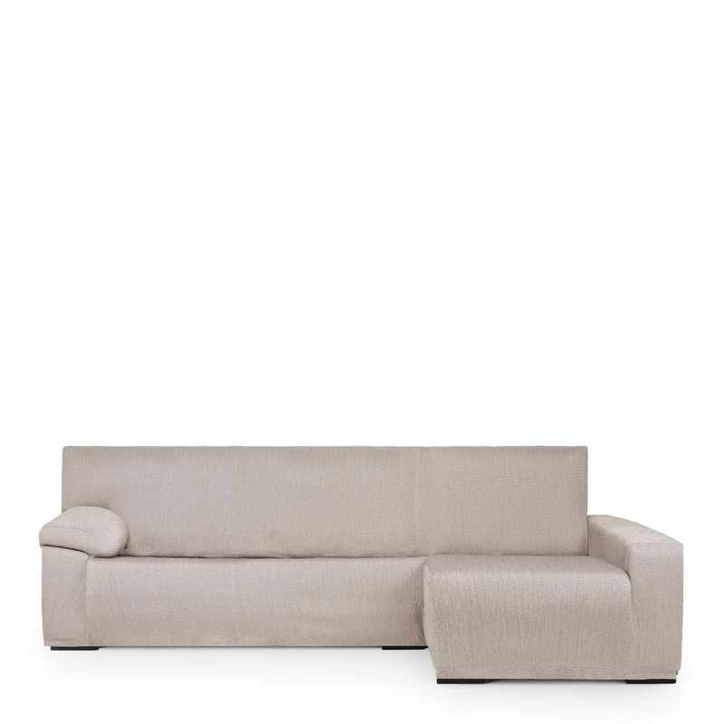 Eysa Light Sofa Cover for Chaise Longue with Long Arm Right Side Front View Linen Colour