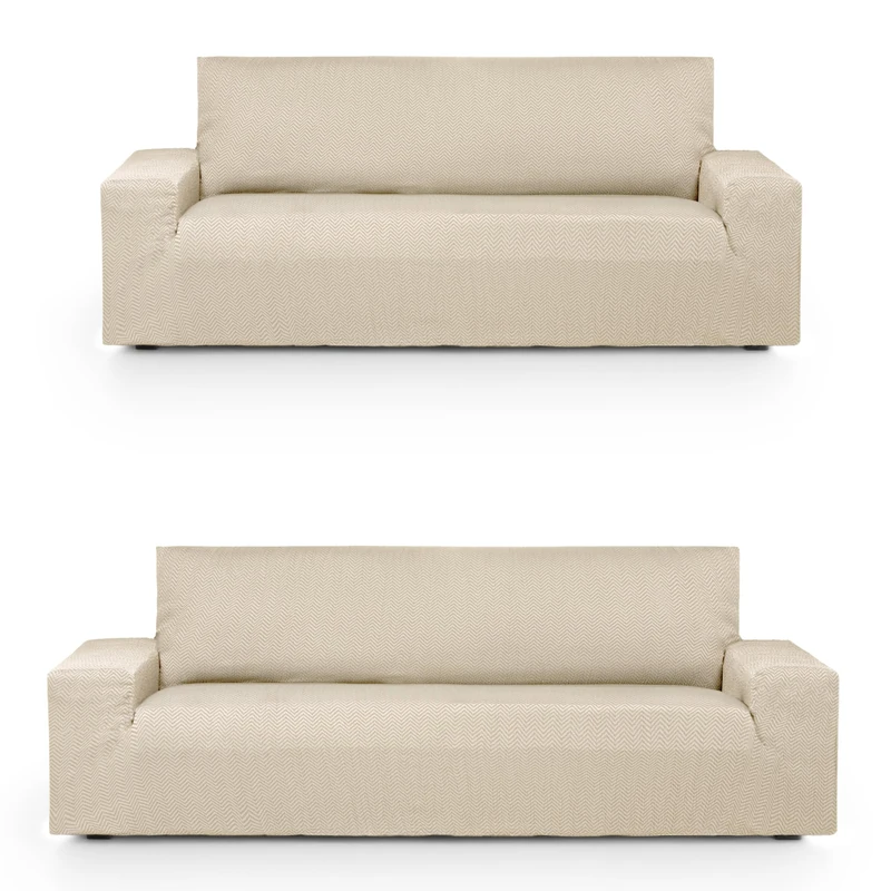 Eysa Luz Elastic Sofa Cover Pack Duo 3 + 2 Seater Ecru