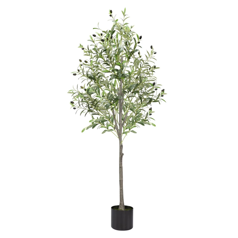 Alyvisun Faux Tree with Lifelike Olive Leaves & Stable Cement Weight Thickened Bottom Base, Green, 150cm