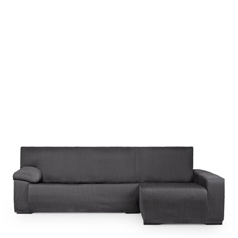 Eysa Light Sofa Cover for Chaise Longue Mini with Long Arm Right Side Front View Anthracite