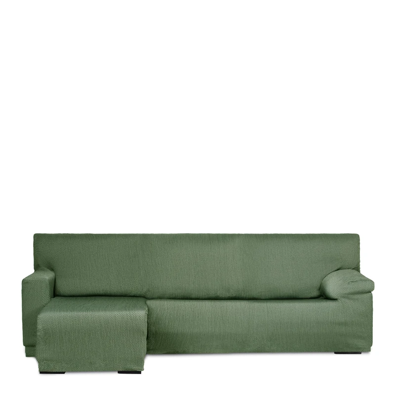 Eysa Light Sofa Cover for Chaise Longue Mini with Short Arm Left Side Front View Green