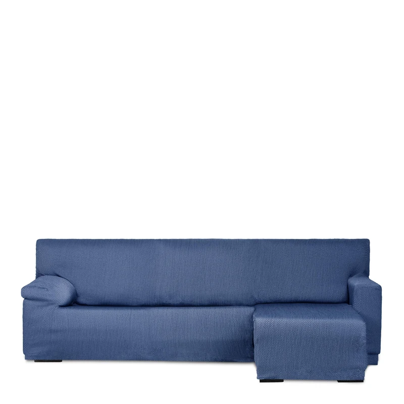 Eysa Light Sofa Cover for Chaise Longue Mini with Short Arm Right Side Front View Blue