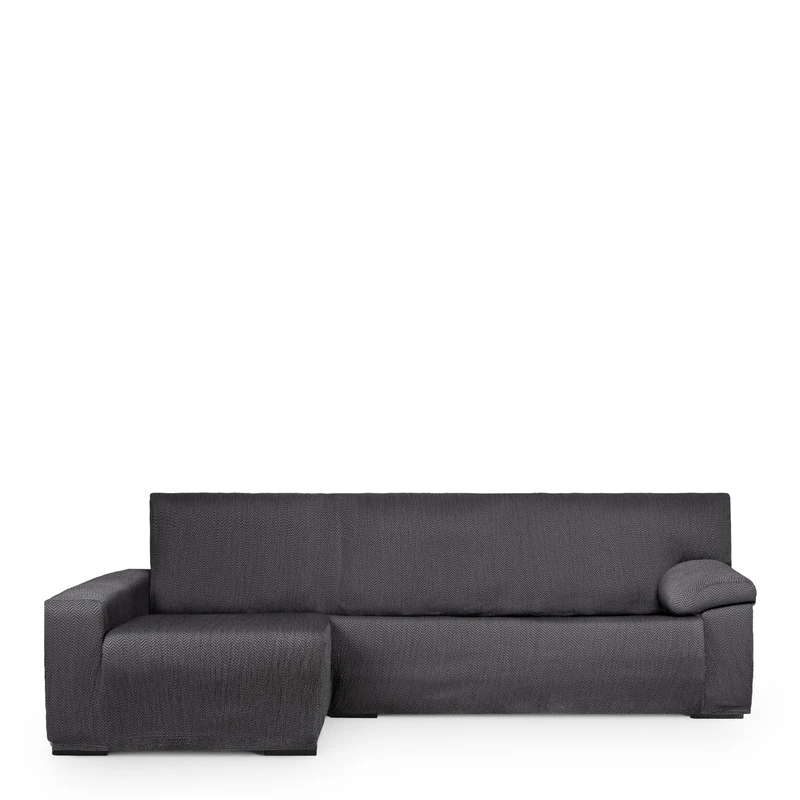 Eysa Light Sofa Cover for Chaise Longue with Long Arm Left Side Front View Anthracite