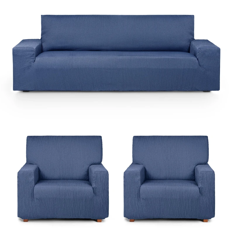 Eysa Luz Stretch Sofa Cover Pack Trio 3 + 1 + 1 Seater Blue