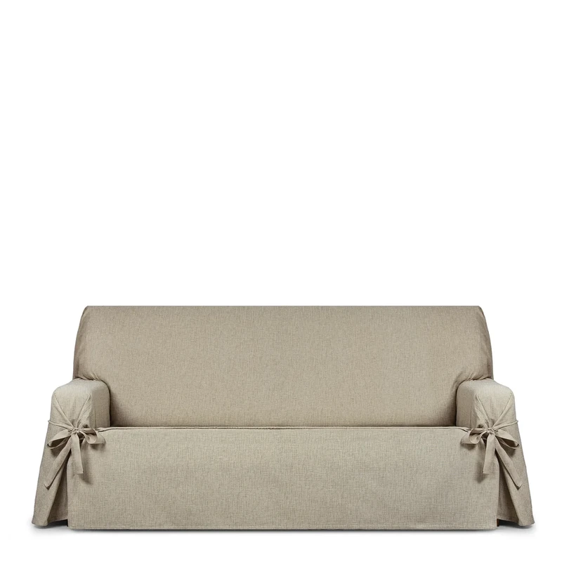 Eysa Genna Sofa Cover with Ties, Anti-Stain 2 Seater Beige