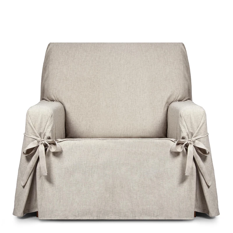 Eysa Genna Sofa Cover with Ties, Stain Resistant, 1 Seater Linen Colour