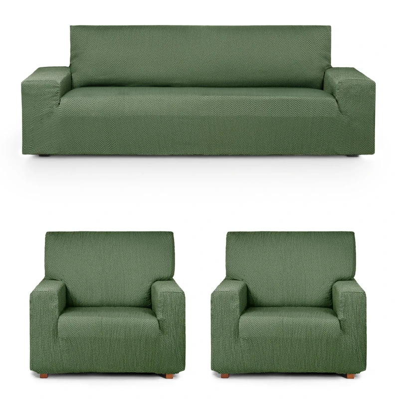 Eysa Luz Stretch Sofa Cover Pack Trio 3 + 1 + 1 Seater Green