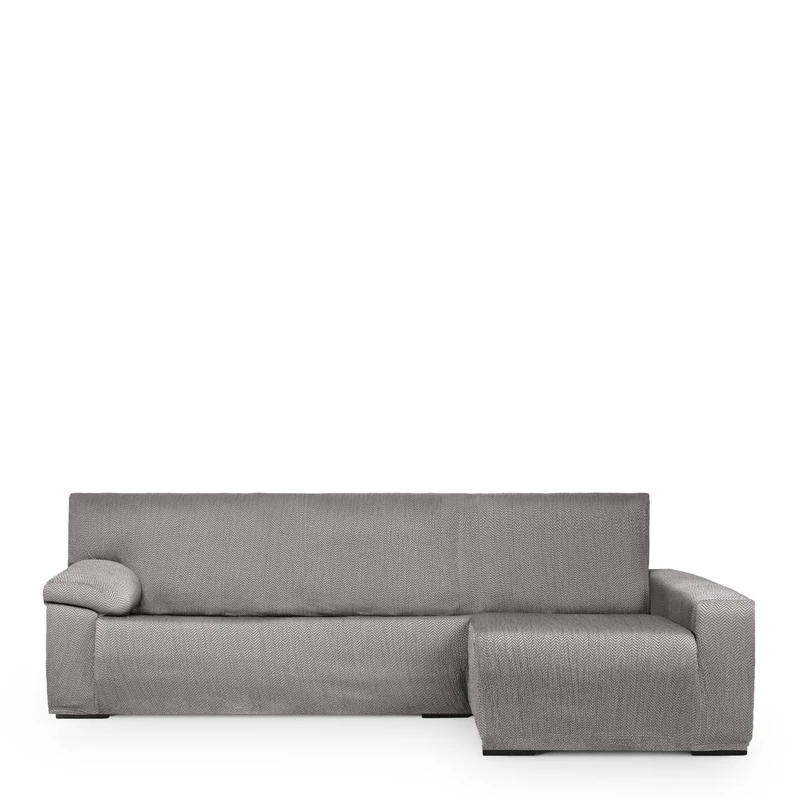 Eysa Light Sofa Cover for Chaise Longue with Long Arm Right Side Front View Grey