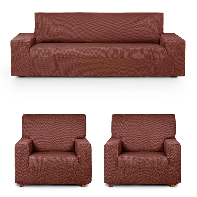 Eysa Light Stretch Sofa Cover Pack Trio 3 + 1 + 1 Seater Caldera Colour